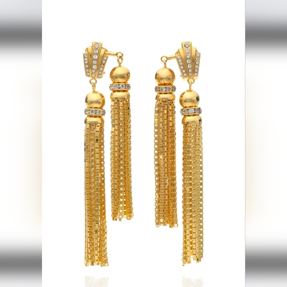 Rare House of Lavande Sunset double tassel earrings one of a kind clip ons - Picture 3 of 6